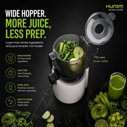 Hurom E50ST Cold Press Juicer for Home, Advanced Cold Press Technology for 20% More Juice, All-in-1 Juicer for Fruits, Vegetables, Nut Milk, World's No. 1 Slow Juicer Brand since 1974 (Mushroom White)