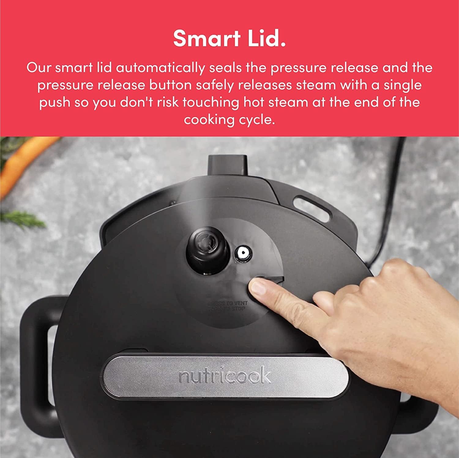 Nutricook Stainless Steel Smart Pot 2 8QT (7.7 Litre),1200W 9-in-1 Instant Programmable Electric Pressure Cooker, Slow Cooker, Rice Cooker, Steamer, Sauté Pot, Sous Vide, Smart Lid, 2-Year Warranty