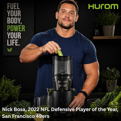 Hurom H320 Hands-Free Cold Press Juicer with Extra Strainer (Matte Black)