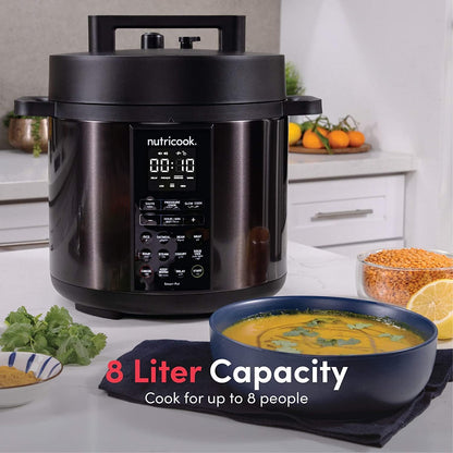 Nutricook Smart Pot 2 Stainless Steel 6 QT (5.7L), 1000W 9-in-1 Instant Programmable Electric Pressure Cooker, Slow Cooker, Rice Cooker, Steamer, Sauté Pot, Sous Vide, Smart Lid, 2-Year Warranty
