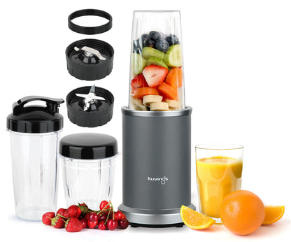 Kuvings New Nutri Blender PRO 2.0 Gunmetal Grey, Powerful 1000W Motor, Upgraded 2 Blades for Wet & Dry with 2 Jars, Mixer/Grinder/Smoothie Maker, Stainless Steel Body (Gunmetal Grey)