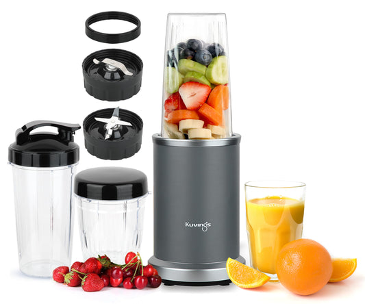 Kuvings New Nutri Blender PRO 2.0 Gunmetal Grey, Powerful 1000W Motor, Upgraded 2 Blades for Wet & Dry with 2 Jars, Mixer/Grinder/Smoothie Maker, Stainless Steel Body (Gunmetal Grey)