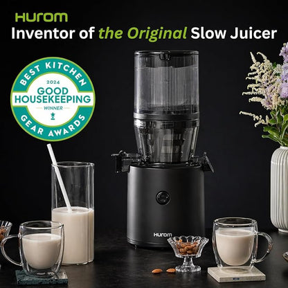 Hurom H320 Hands-Free Cold Press Juicer with Extra Strainer (Matte Black)