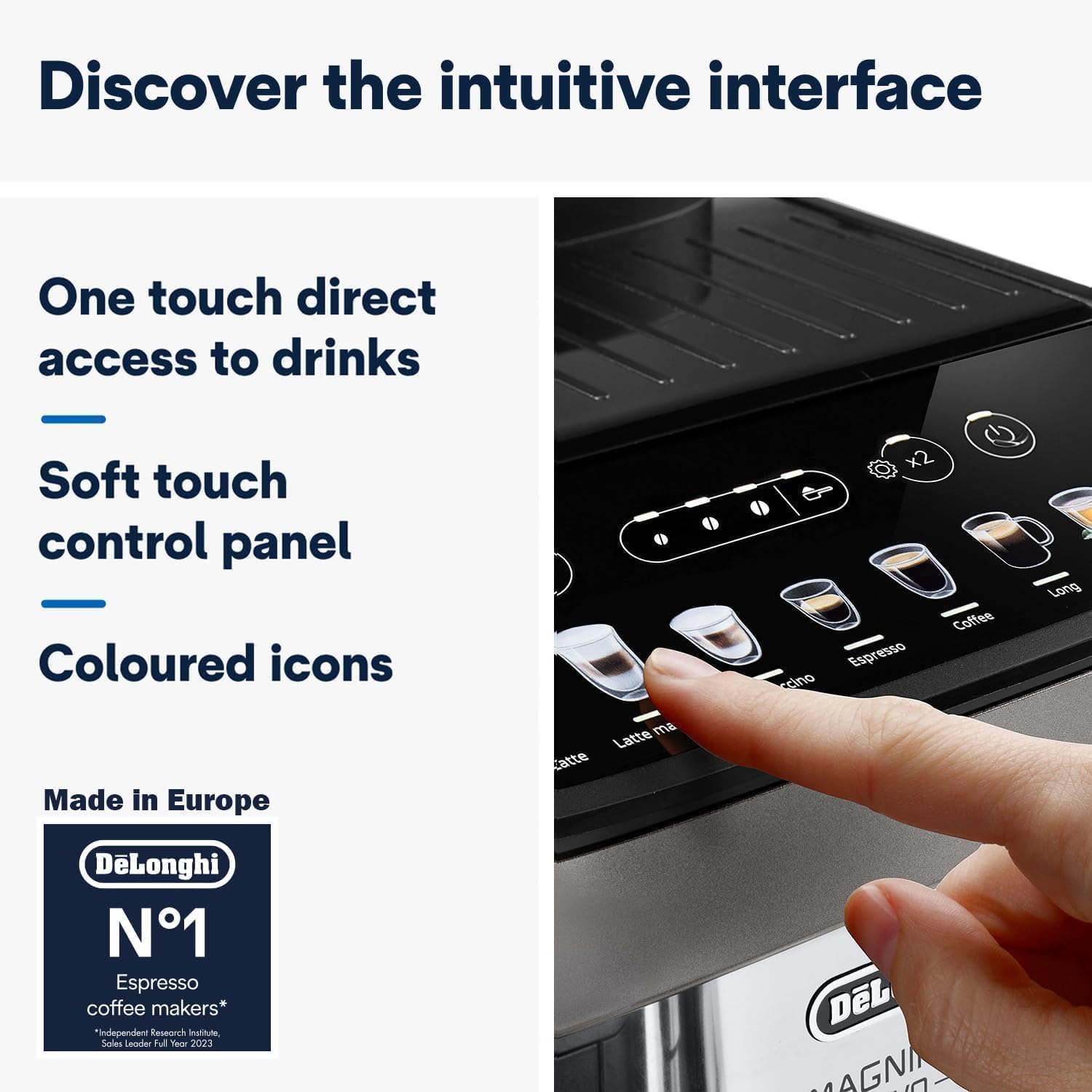 DeLonghi Magnifica EVO Fully Automatic Coffee Machine, Original Italian Brand, 12+ Hot & Cold Coffee Options, Patented LatteCrema Technology, Intuitive Colour Display, Bean to Cup, ECAM290.81