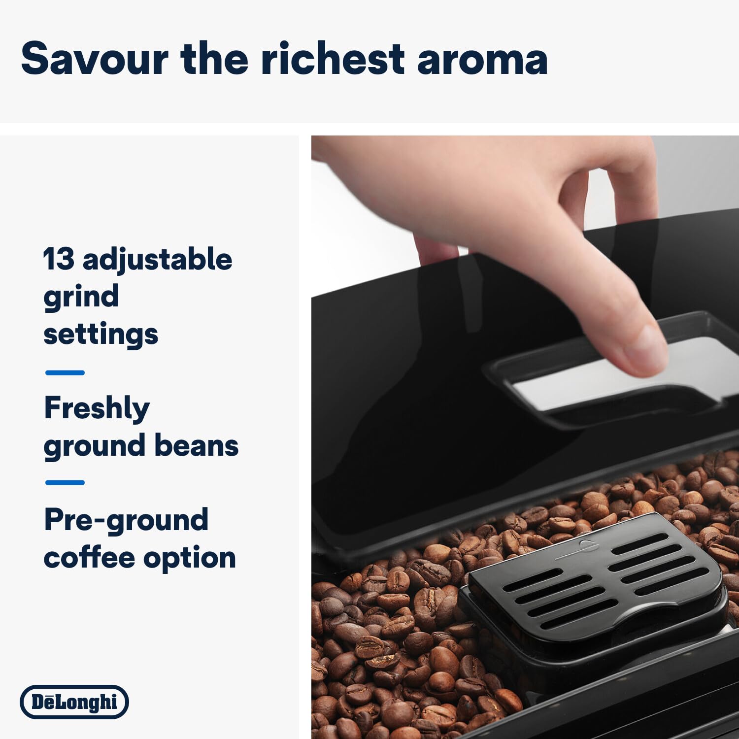 Delonghi Ecam22.110.B|Magnifica|Bean To Cup Fully Automatic Coffee Machine With Adjustable Grinder|Espresso,Cappuccino,Latte & More Recipe Options|15 Bar Pressure|Free Demo & Installation(Black)