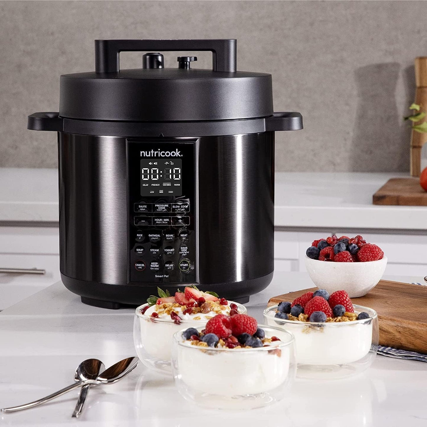 Nutricook Smart Pot 2 Stainless Steel 6 QT (5.7L), 1000W 9-in-1 Instant Programmable Electric Pressure Cooker, Slow Cooker, Rice Cooker, Steamer, Sauté Pot, Sous Vide, Smart Lid, 2-Year Warranty