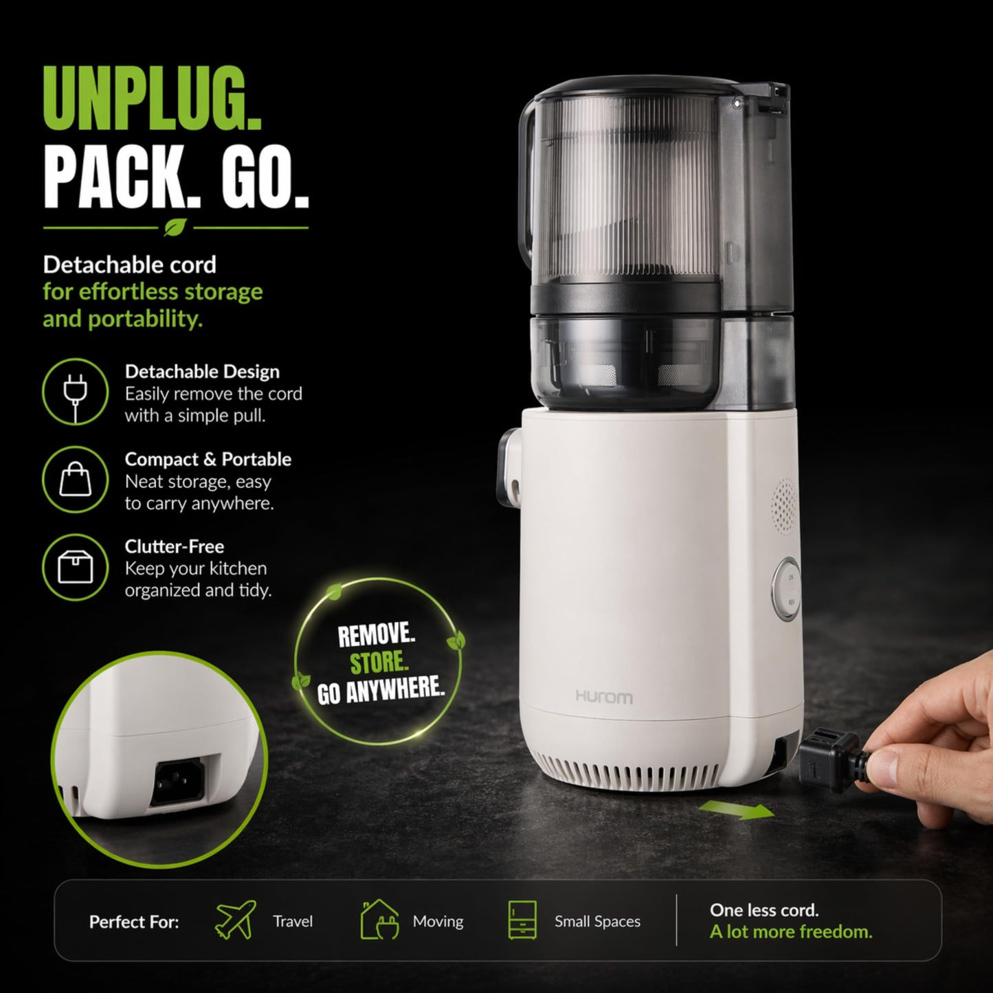 Hurom E50ST Cold Press Juicer for Home, Advanced Cold Press Technology for 20% More Juice, All-in-1 Juicer for Fruits, Vegetables, Nut Milk, World's No. 1 Slow Juicer Brand since 1974 (Mushroom White)