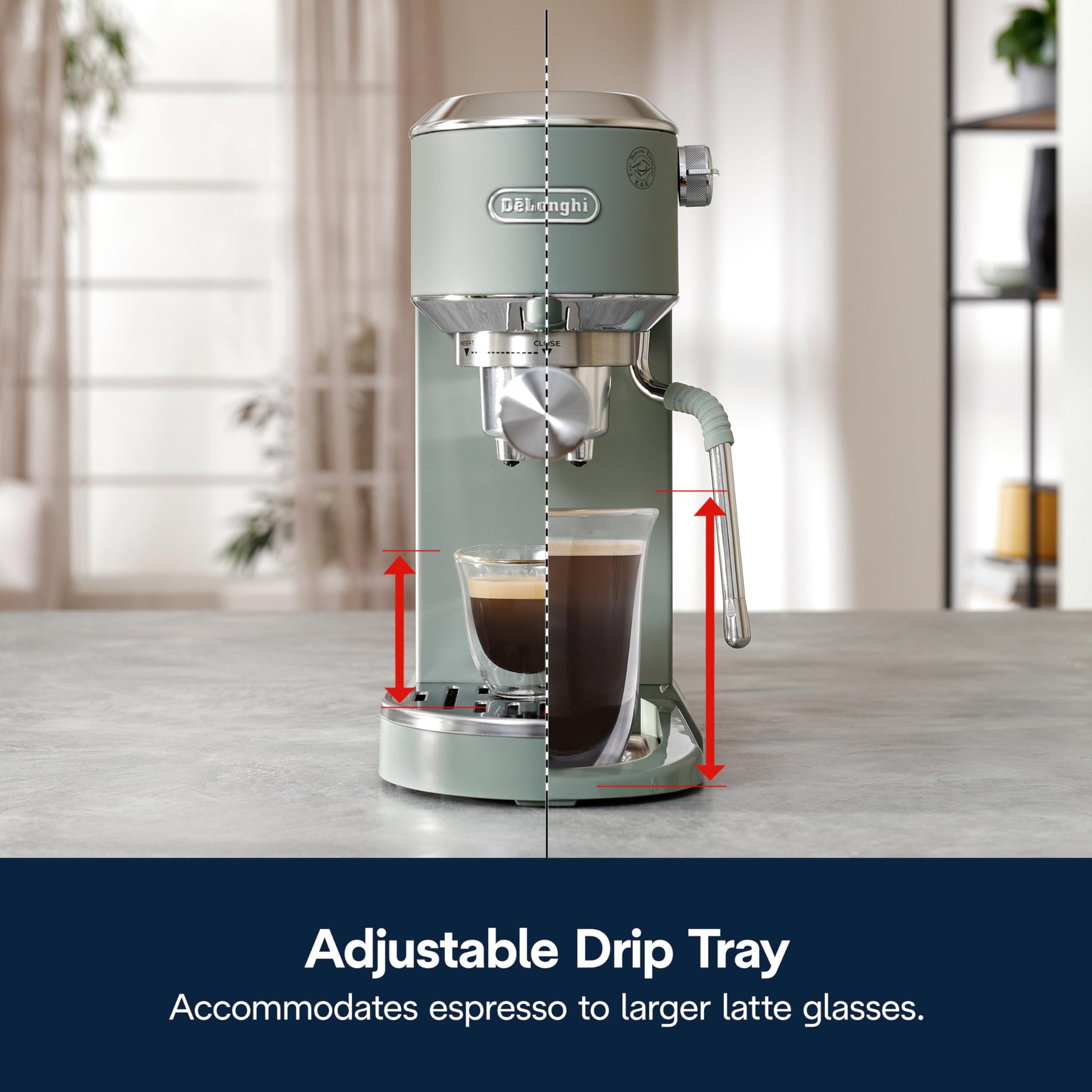 De’Longhi Dedica Duo Cold Brew Espresso Machine with Milk Frother, 15 Bar Pressure, Original Italian Barista Style Coffee Maker, Make Espresso, Latte, Cappuccino & Ice Coffee, Pistachio Green, EC890GR