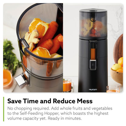 Hurom New H400 Cold Press Juicer, Premium Slow Juicer, All-in-1 Juicer for Fruits, Vegetables, Nut Milk, Ultra-Quiet Motor, Easy to Clean, Strainer & Hands Free with Self Feeding, 12 Years Warranty