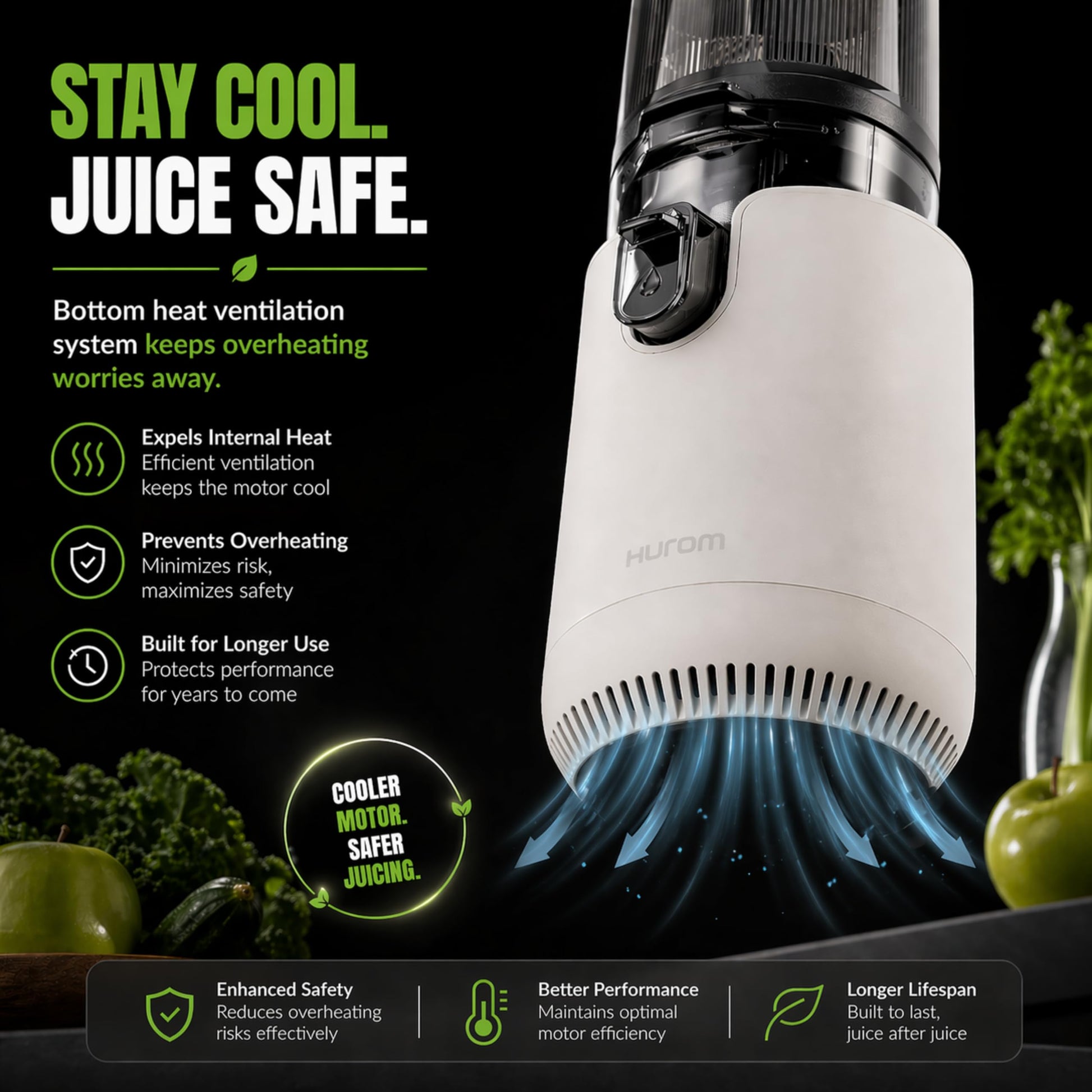 Hurom E50ST Cold Press Juicer for Home, Advanced Cold Press Technology for 20% More Juice, All-in-1 Juicer for Fruits, Vegetables, Nut Milk, World's No. 1 Slow Juicer Brand since 1974 (Mushroom White)