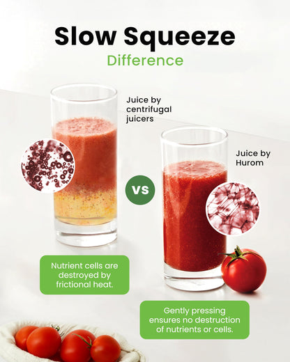Hurom New H400 Cold Press Juicer, Premium Slow Juicer, All-in-1 Juicer for Fruits, Vegetables, Nut Milk, Ultra-Quiet Motor, Easy to Clean, Strainer & Hands Free with Self Feeding, 12 Years Warranty
