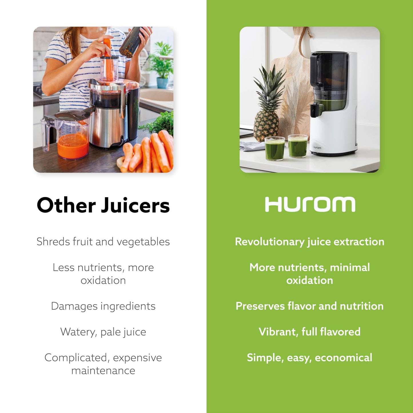 Hurom E50ST Cold Press Juicer for Home, Advanced Cold Press Technology for 20% More Juice, All-in-1 Juicer for Fruits, Vegetables, Nut Milk, World's No. 1 Slow Juicer Brand since 1974 (Mushroom White)