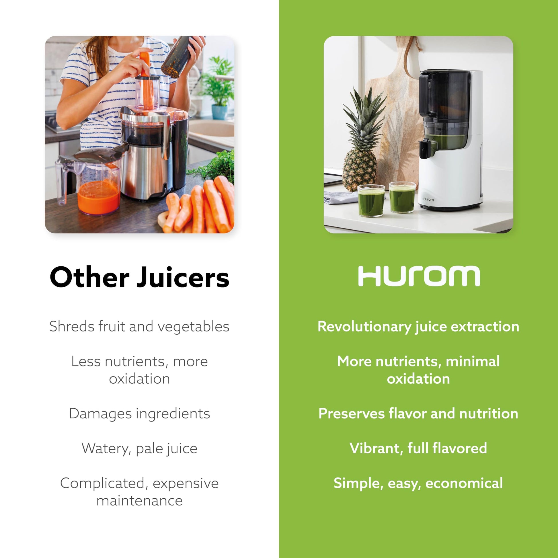 Hurom E50ST Cold Press Juicer for Home, Advanced Cold Press Technology for 20% More Juice, All-in-1 Juicer for Fruits, Vegetables, Nut Milk, World's No. 1 Slow Juicer Brand since 1974 (Mushroom White)