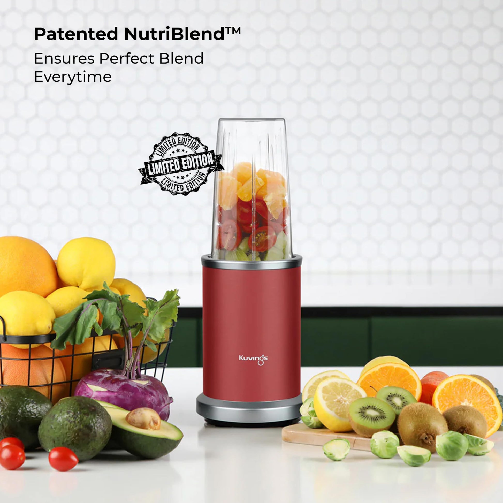 Kuvings New Launch Nutri Blender PRO 2.0 Ferrari Red, Powerful 1000 W Motor, Upgraded 2 Blade Set for Wet & Dry, 2 Jars, Longest Warranty 7 Yrs, Mixer/Grinder/Smoothie Maker