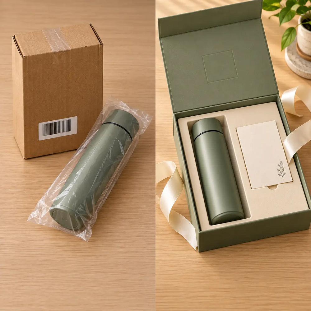 Retail box compared with a branded Mochimo gift box